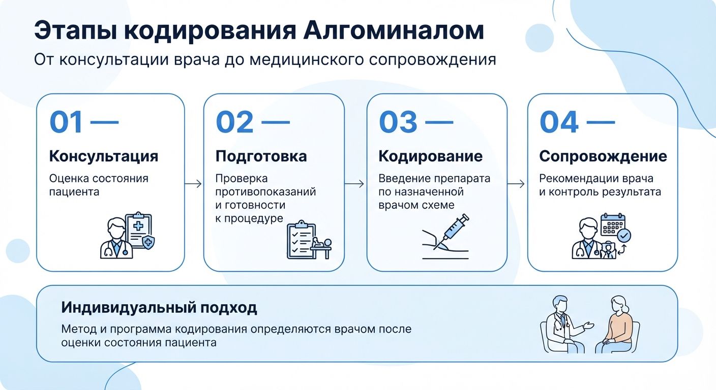 Кодирование препаратом «Алгоминал» во Владикавказе инфографика